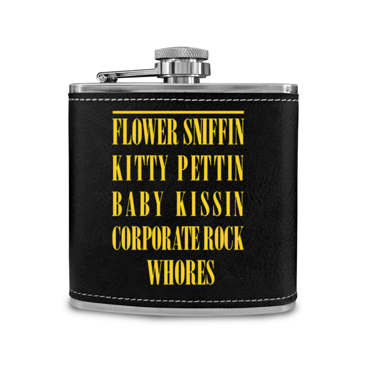 Nirvana Smiley Face 6oz vintage-style stainless steel hip flask product image