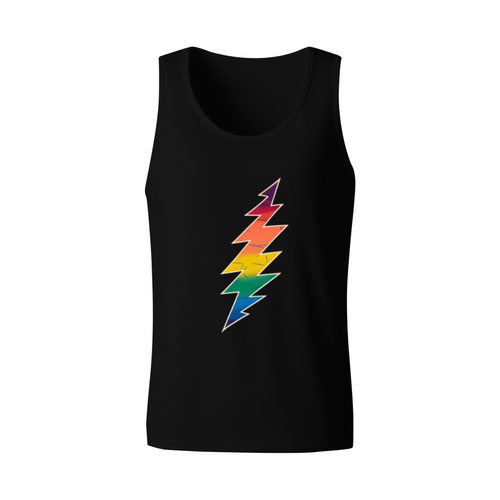 Grateful Dead Blue with a colorful lightning bolt design on a white background graphic tank top product image
