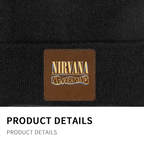 Nirvana Rough Sketch Square Patch Knit Beanie product image showing square-patch knit beanie design