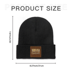 Nirvana Rough Sketch Square Patch Knit Beanie product image showing square-patch knit beanie design