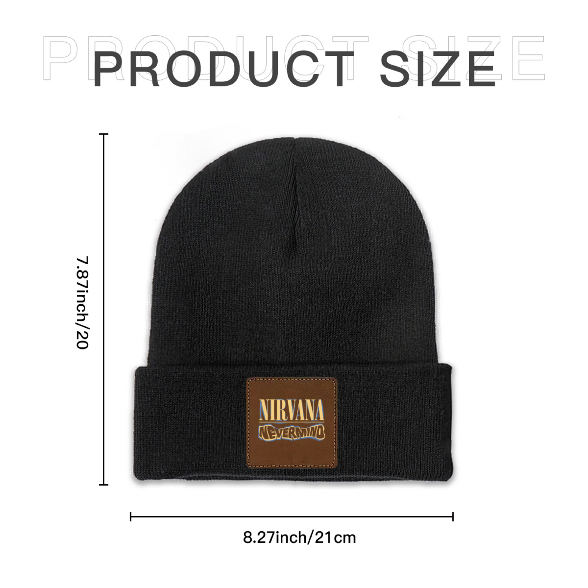 Nirvana Rough Sketch Square Patch Knit Beanie product image showing square-patch knit beanie design