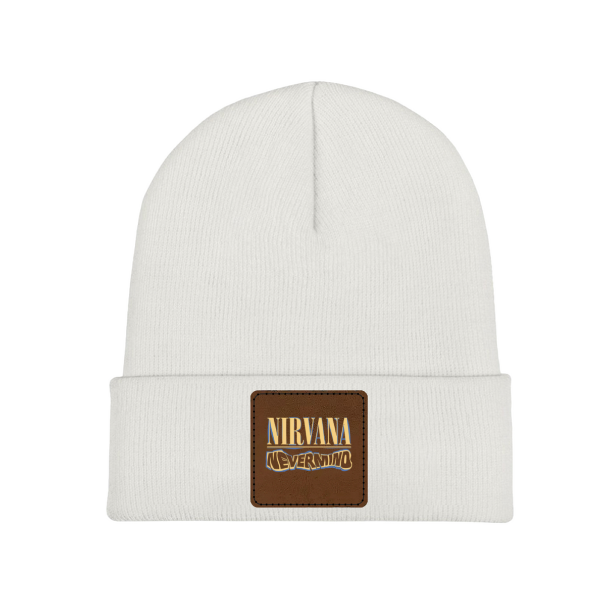 Nirvana Rough Sketch Square Patch Knit Beanie