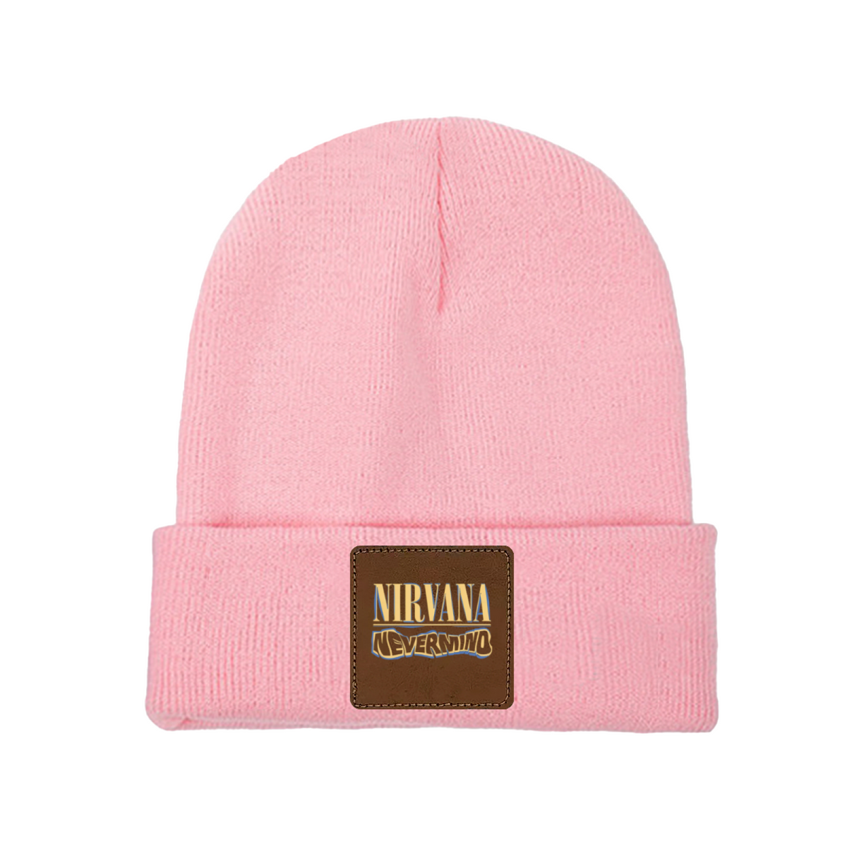 Nirvana Rough Sketch Square Patch Knit Beanie