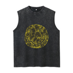 Nirvana Distressed Smiley Face Washed Tank Top — product image showing the a distressed-style Nirvana smiley-face emblem design
