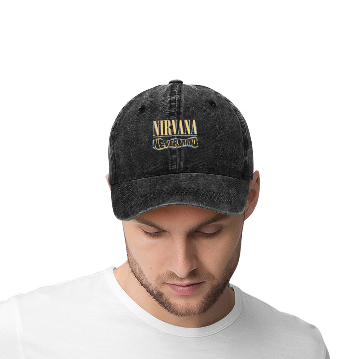 Nirvana Rough Sketch Washed Baseball Cap; Nirvana rough sketch-inspired graphic