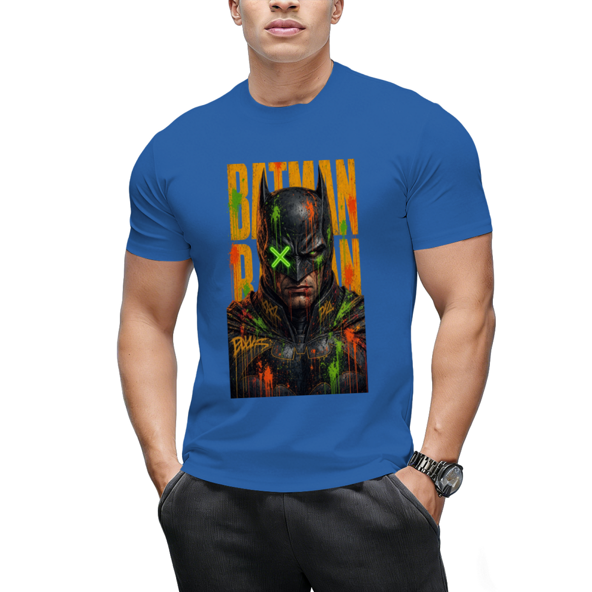Neon Mask Graffiti Men's T-Shirt for Festival Nights