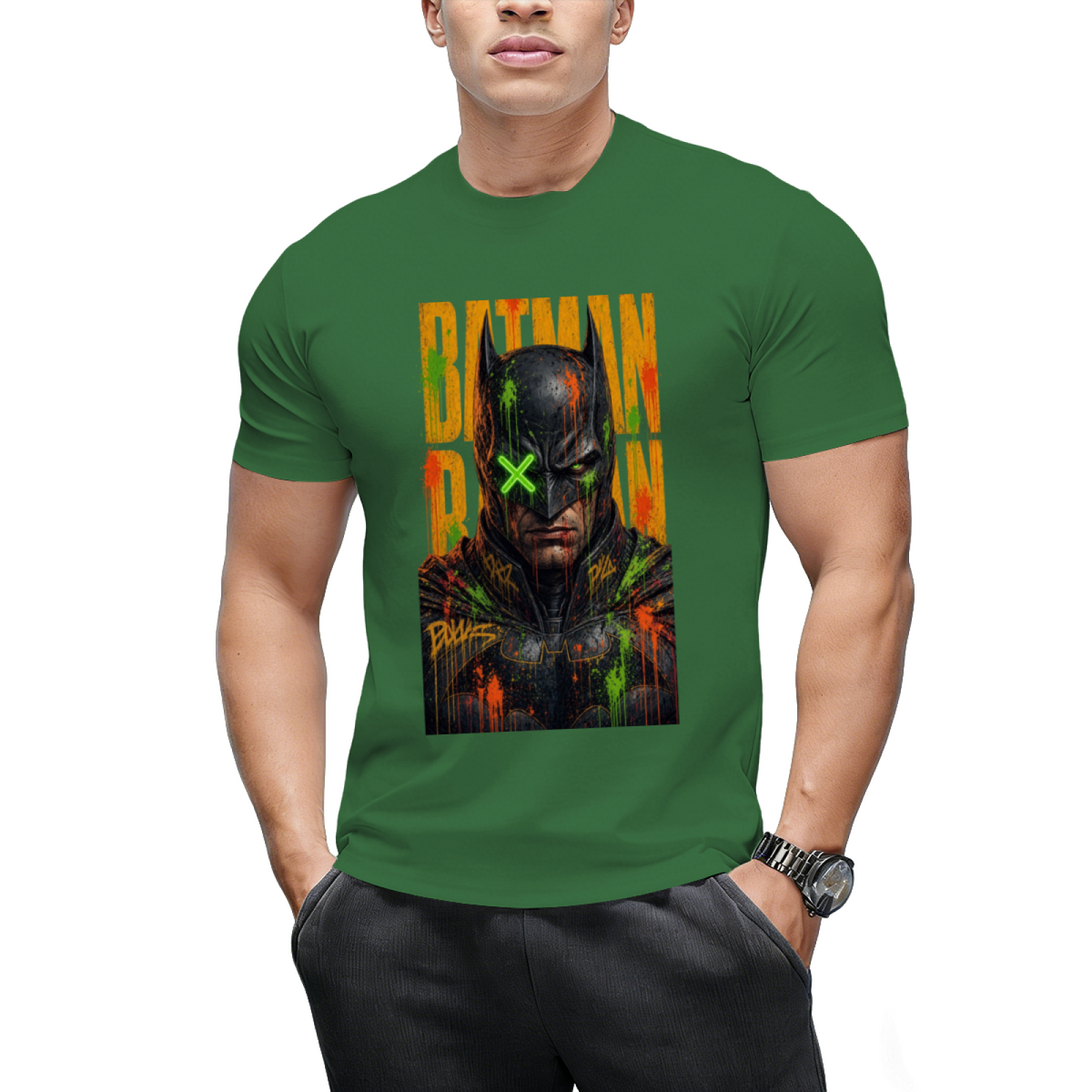 Neon Mask Graffiti Men's T-Shirt for Festival Nights