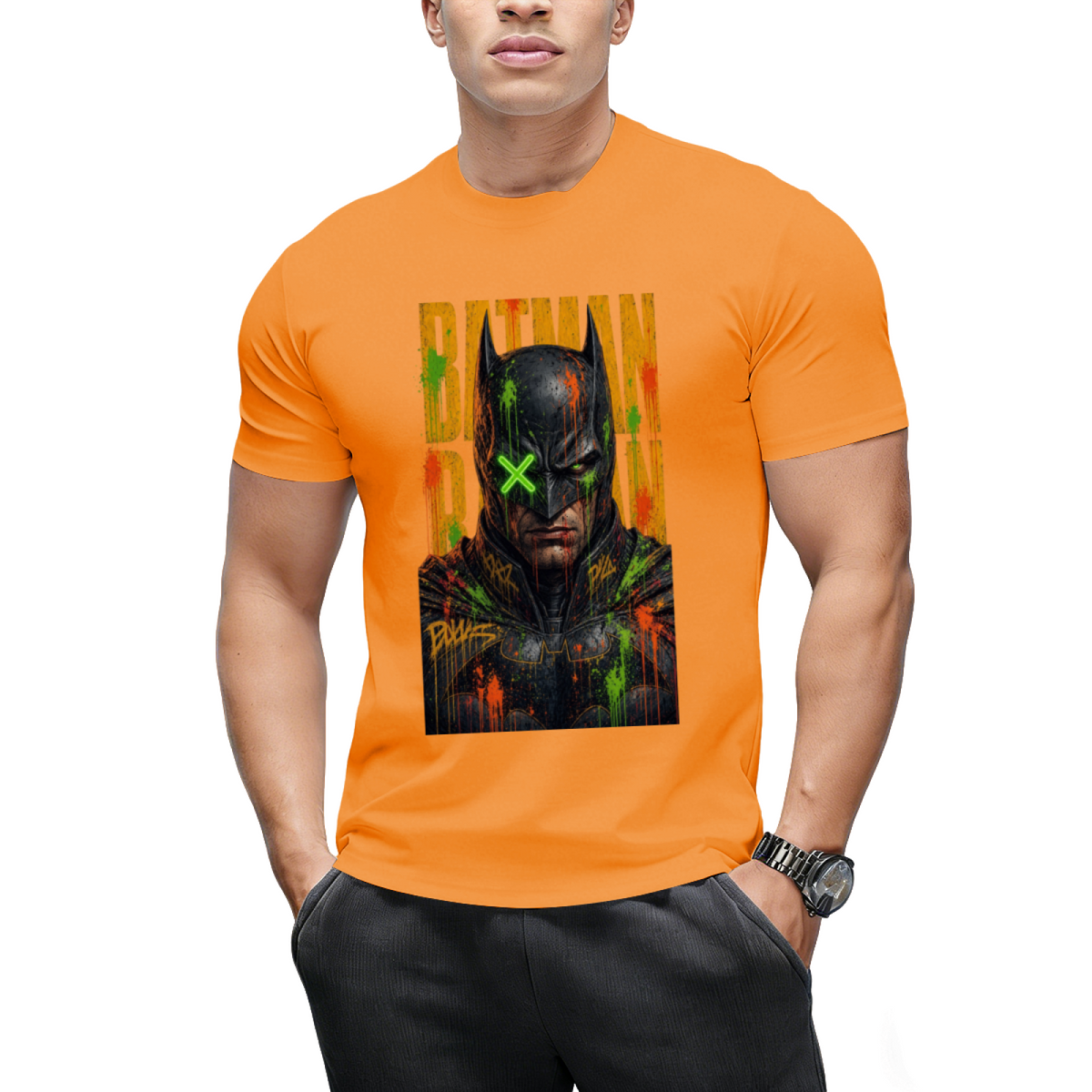 Neon Mask Graffiti Men's T-Shirt for Festival Nights