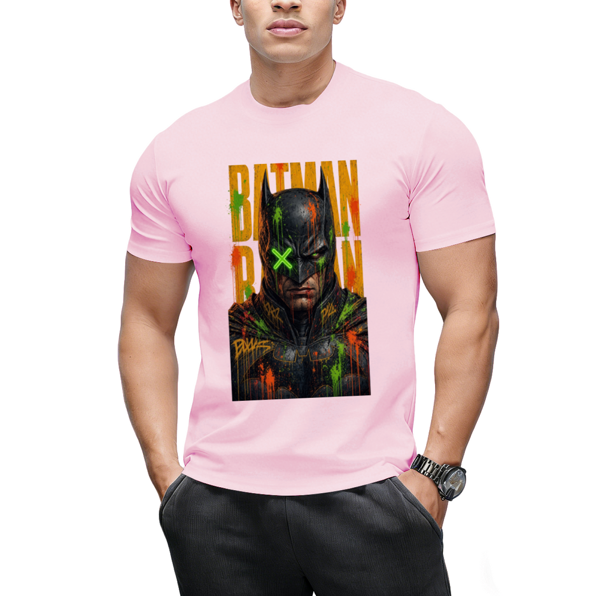 Neon Mask Graffiti Men's T-Shirt for Festival Nights