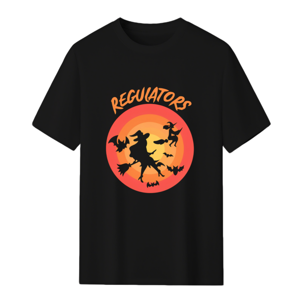 Regulators Mount Up, Funny Halloween Witch Graphic T-Shirt