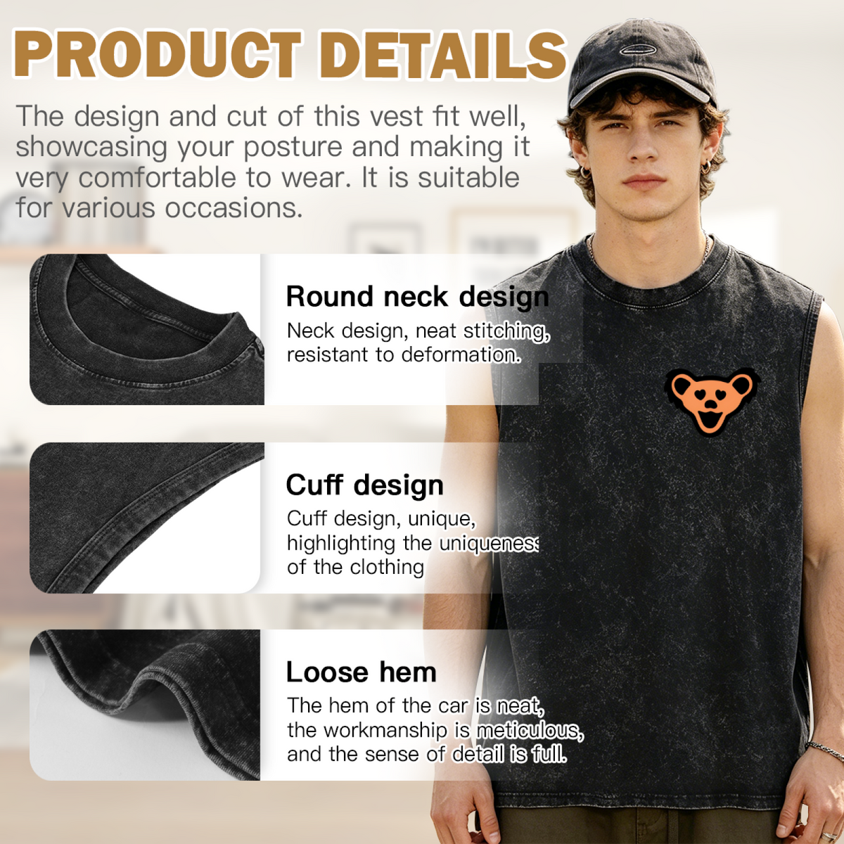 Grateful Dead washed graphic tank top with Granite Heather Bear Ear graphic