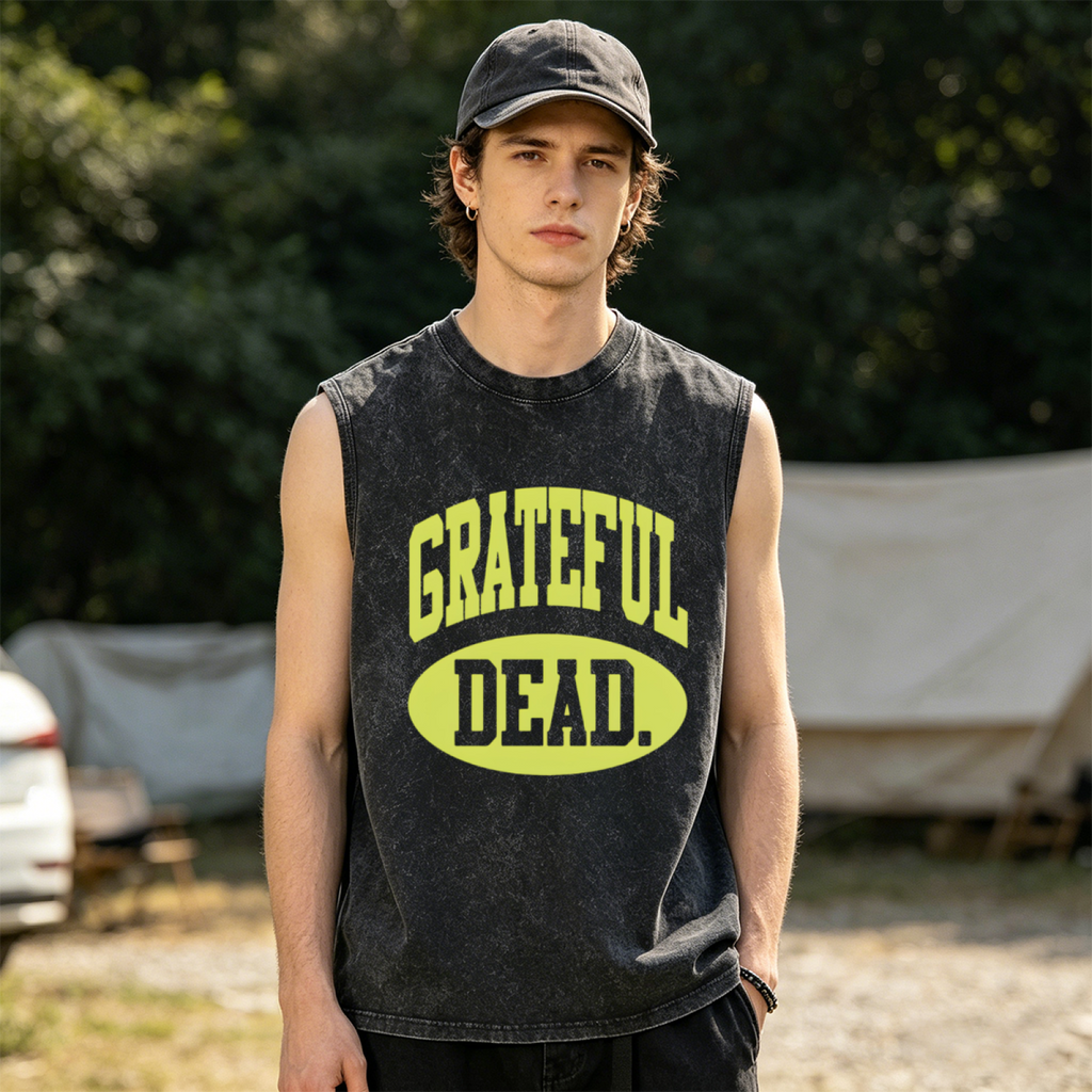 Grateful Dead washed graphic tank top with Collegiate graphic