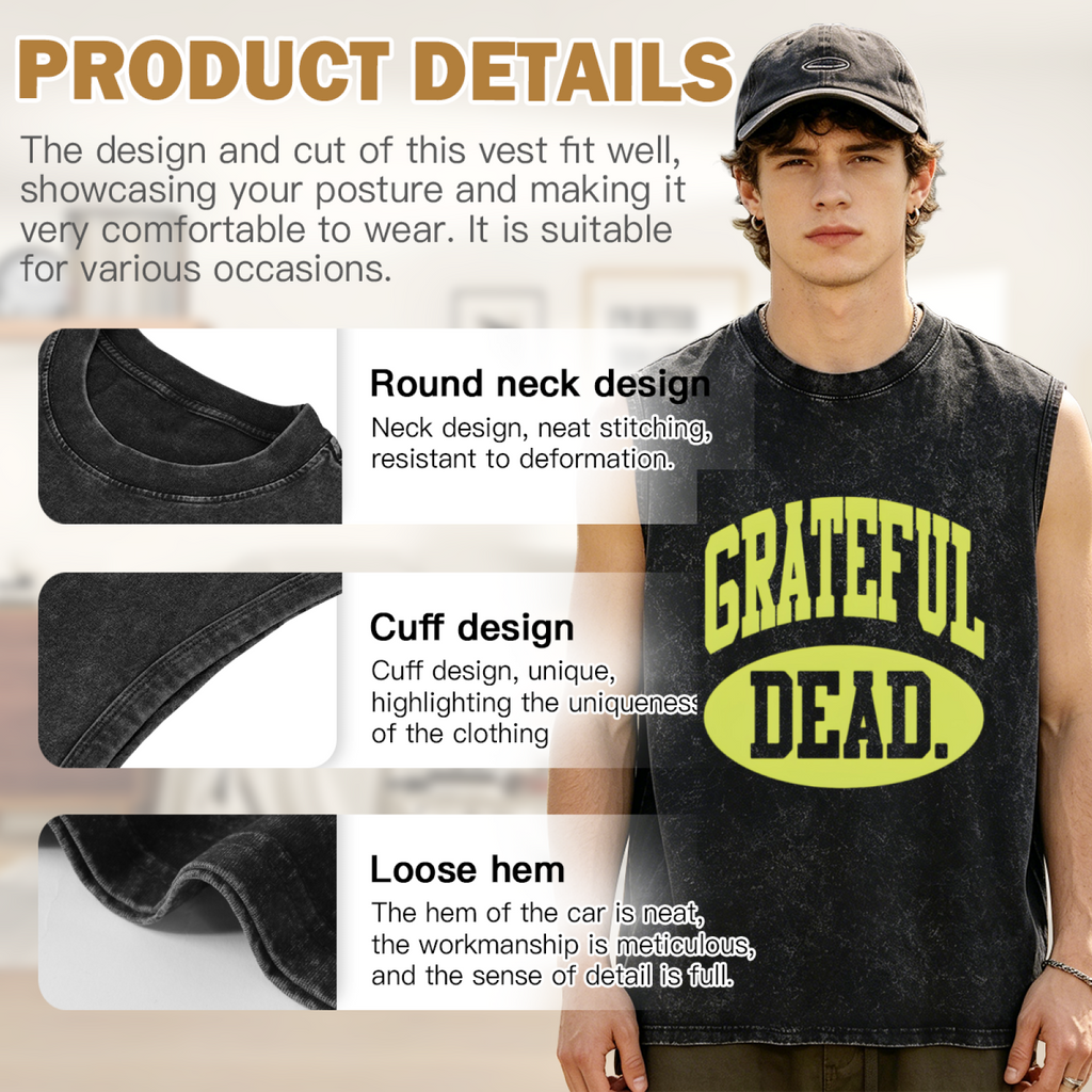 Grateful Dead washed graphic tank top with Collegiate graphic