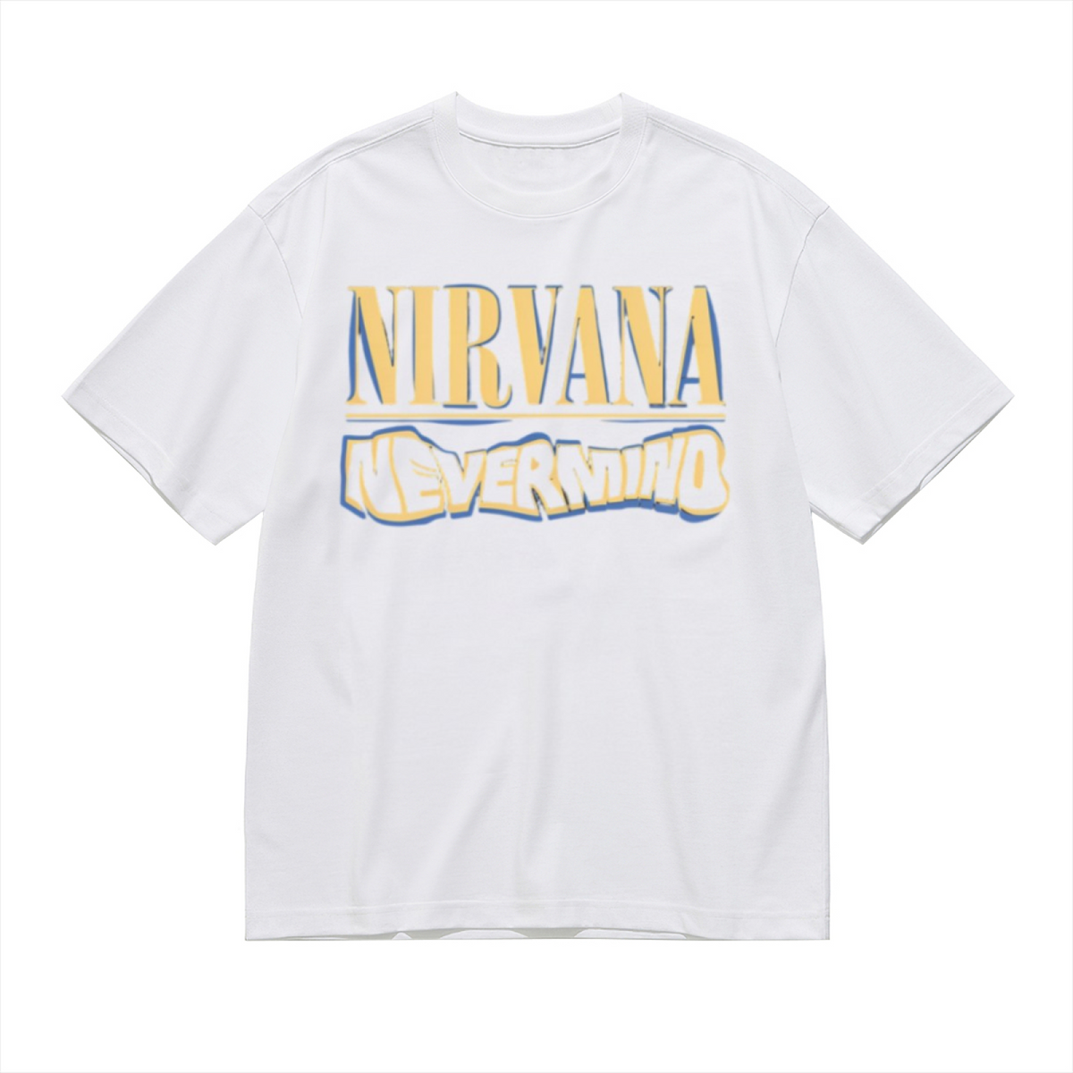Nirvana Nevermind Blue Yellow Logo Graphic T-Shirt