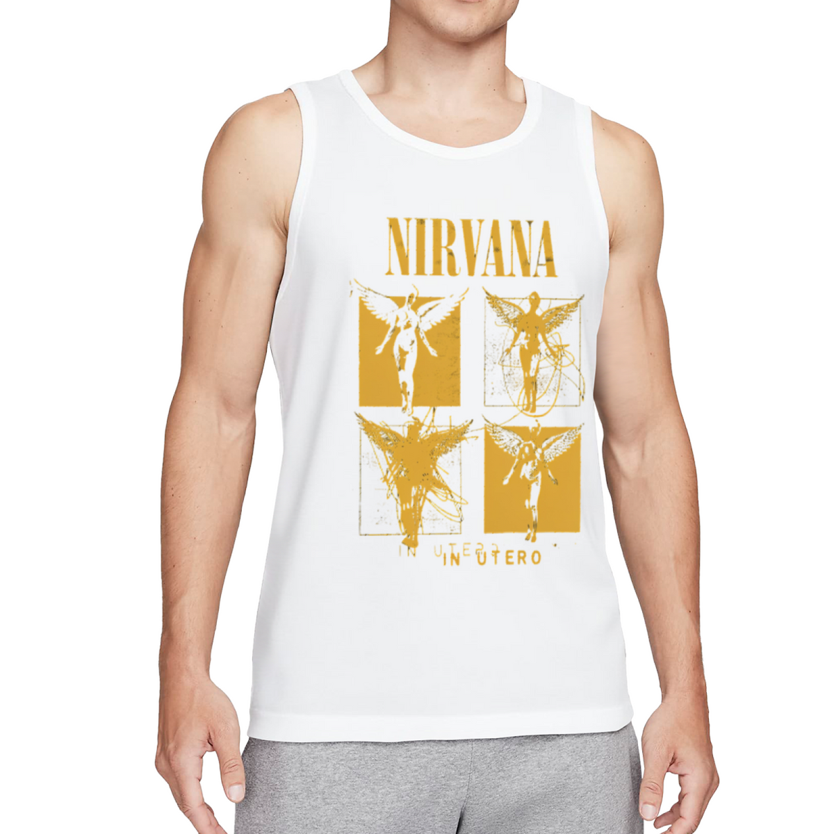 Nirvana In Utero Four Panel Yellow Angel Tank Top