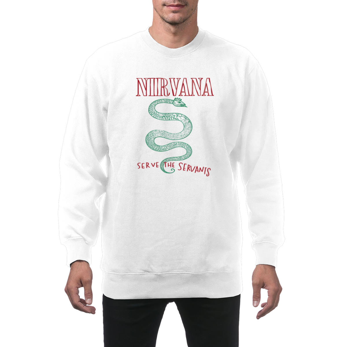 Nirvana Serve the Servants Graphic Crewneck Sweatshirt