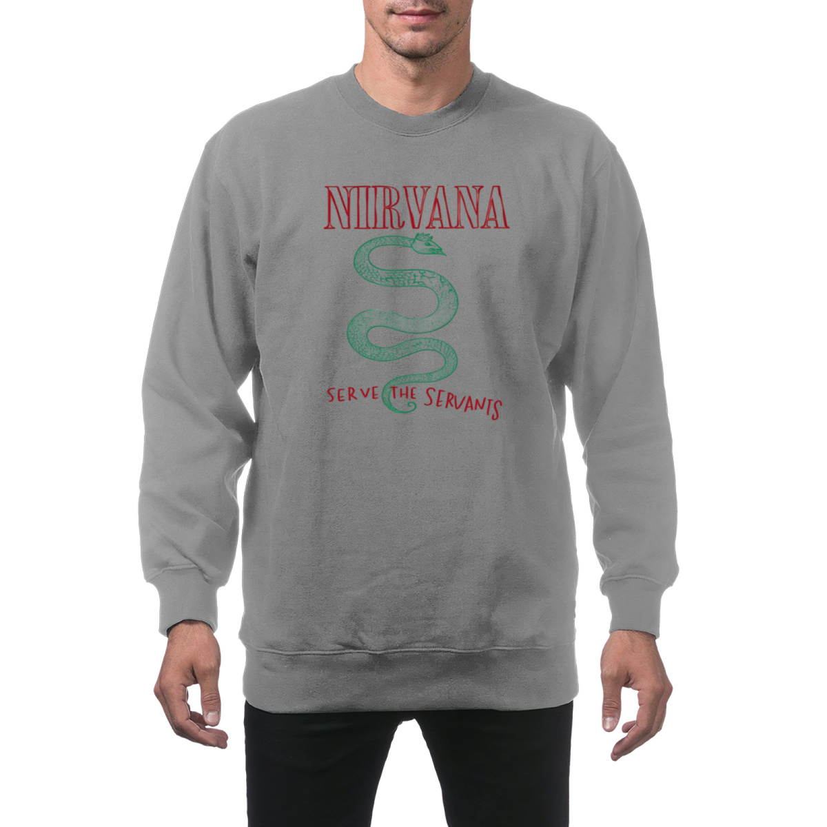 Nirvana Serve the Servants Graphic Crewneck Sweatshirt