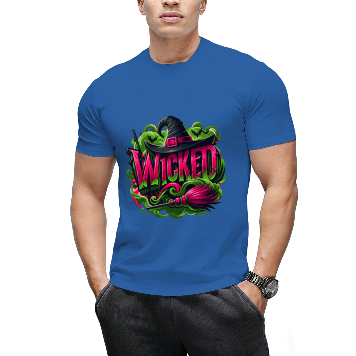 Wicked Pink and Green Witch Graphic T-Shirt