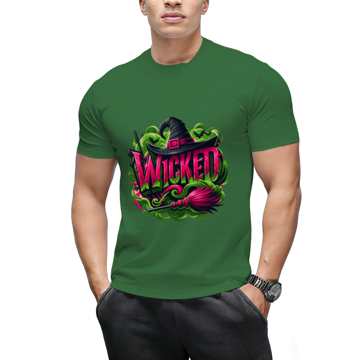 Wicked Pink and Green Witch Graphic T-Shirt
