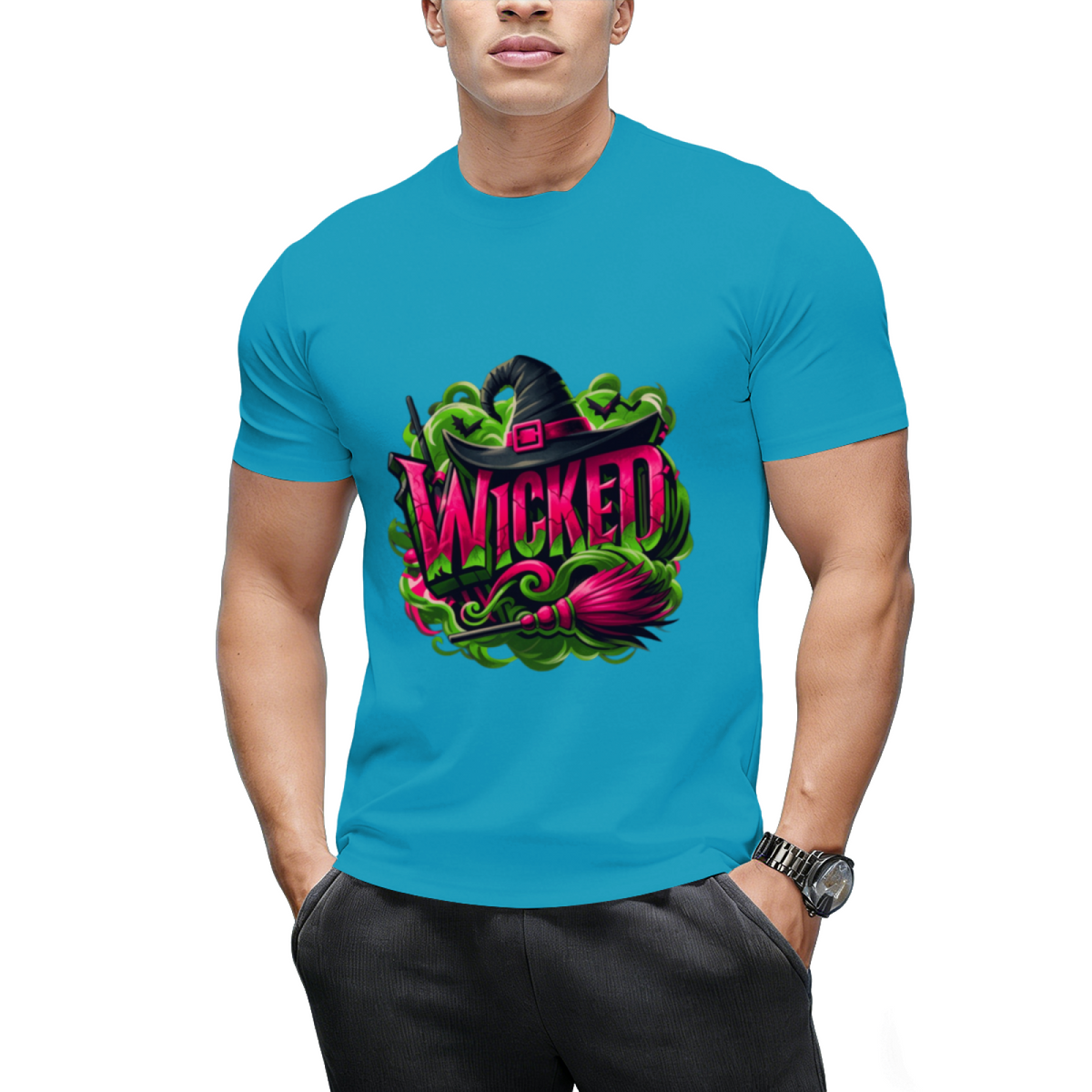 Wicked Pink and Green Witch Graphic T-Shirt