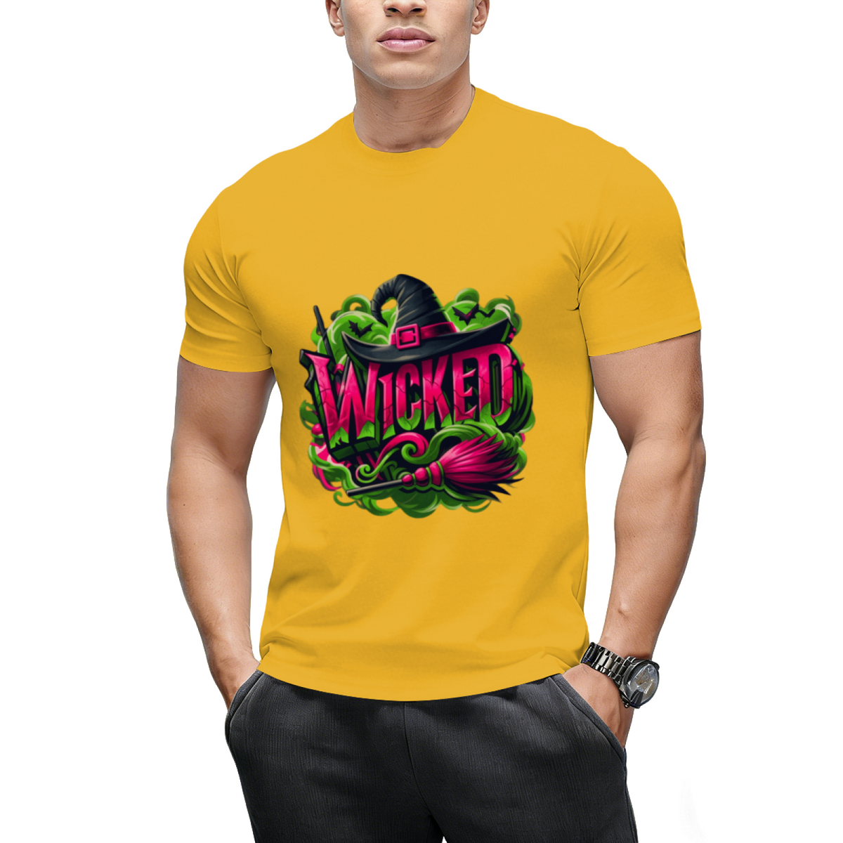 Wicked Pink and Green Witch Graphic T-Shirt