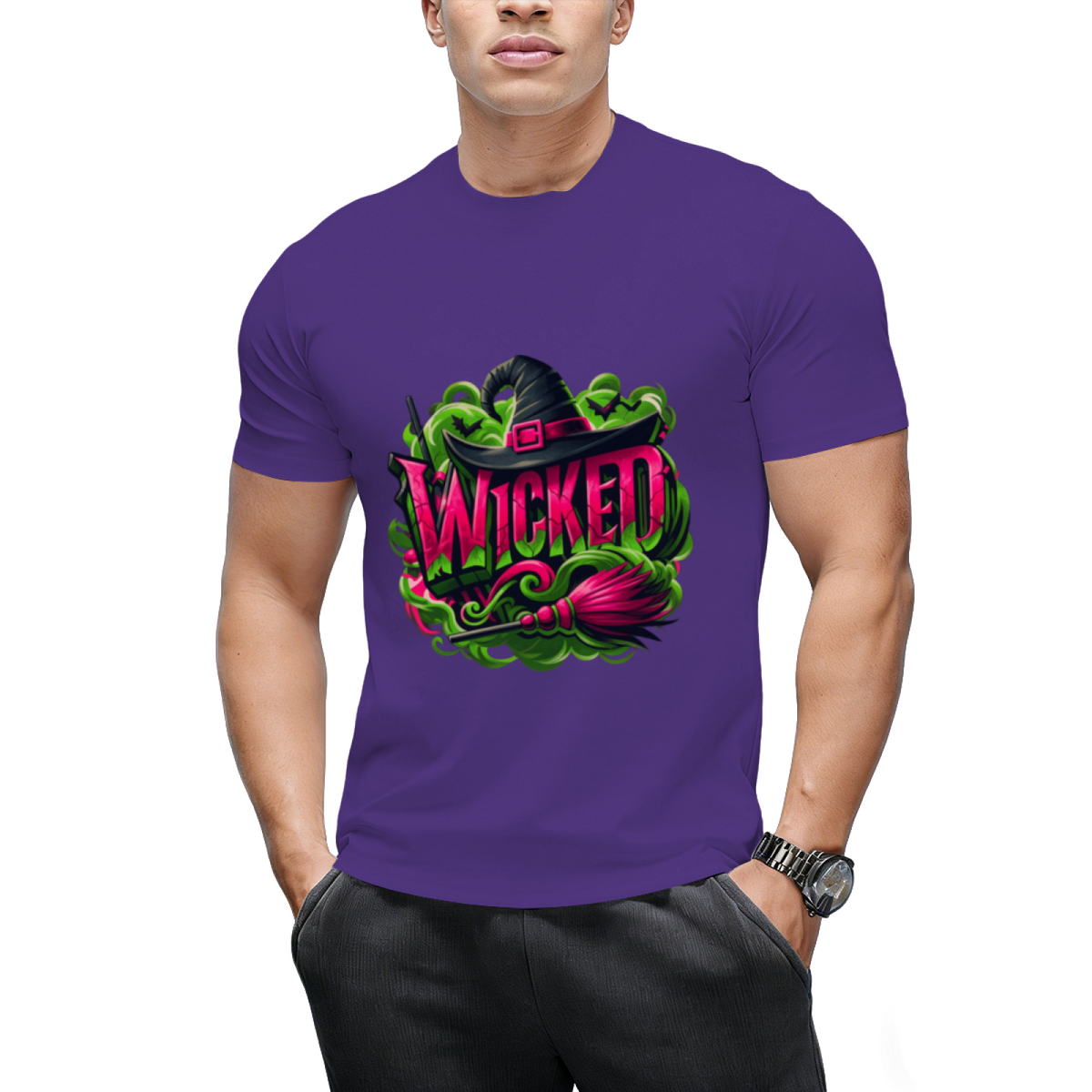 Wicked Pink and Green Witch Graphic T-Shirt