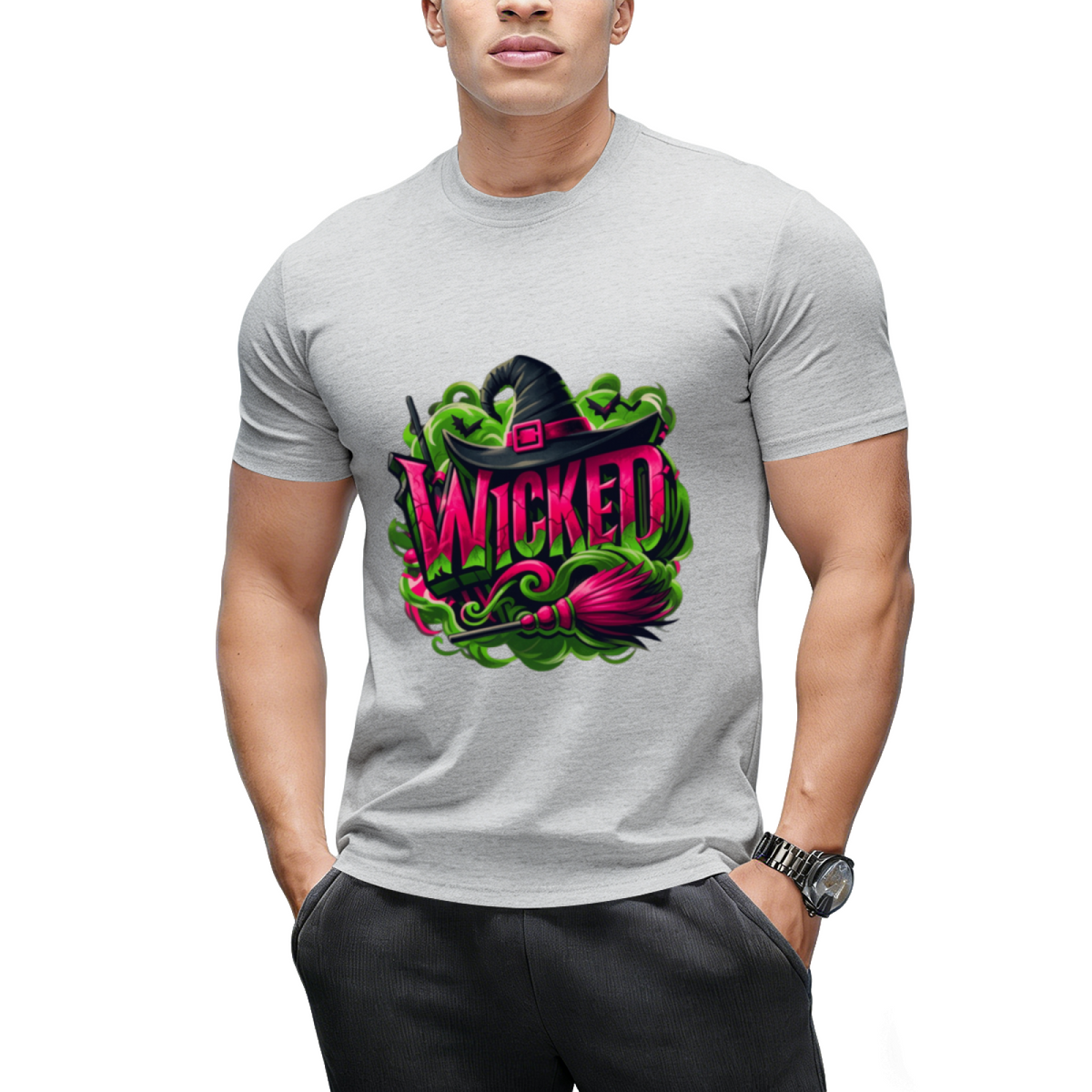 Wicked Pink and Green Witch Graphic T-Shirt