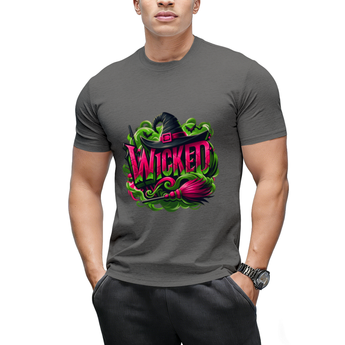 Wicked Pink and Green Witch Graphic T-Shirt