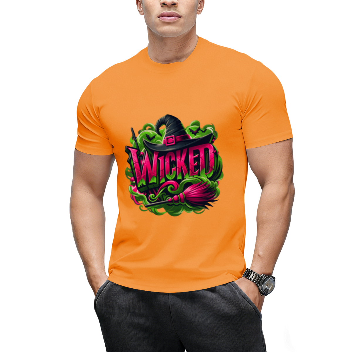 Wicked Pink and Green Witch Graphic T-Shirt