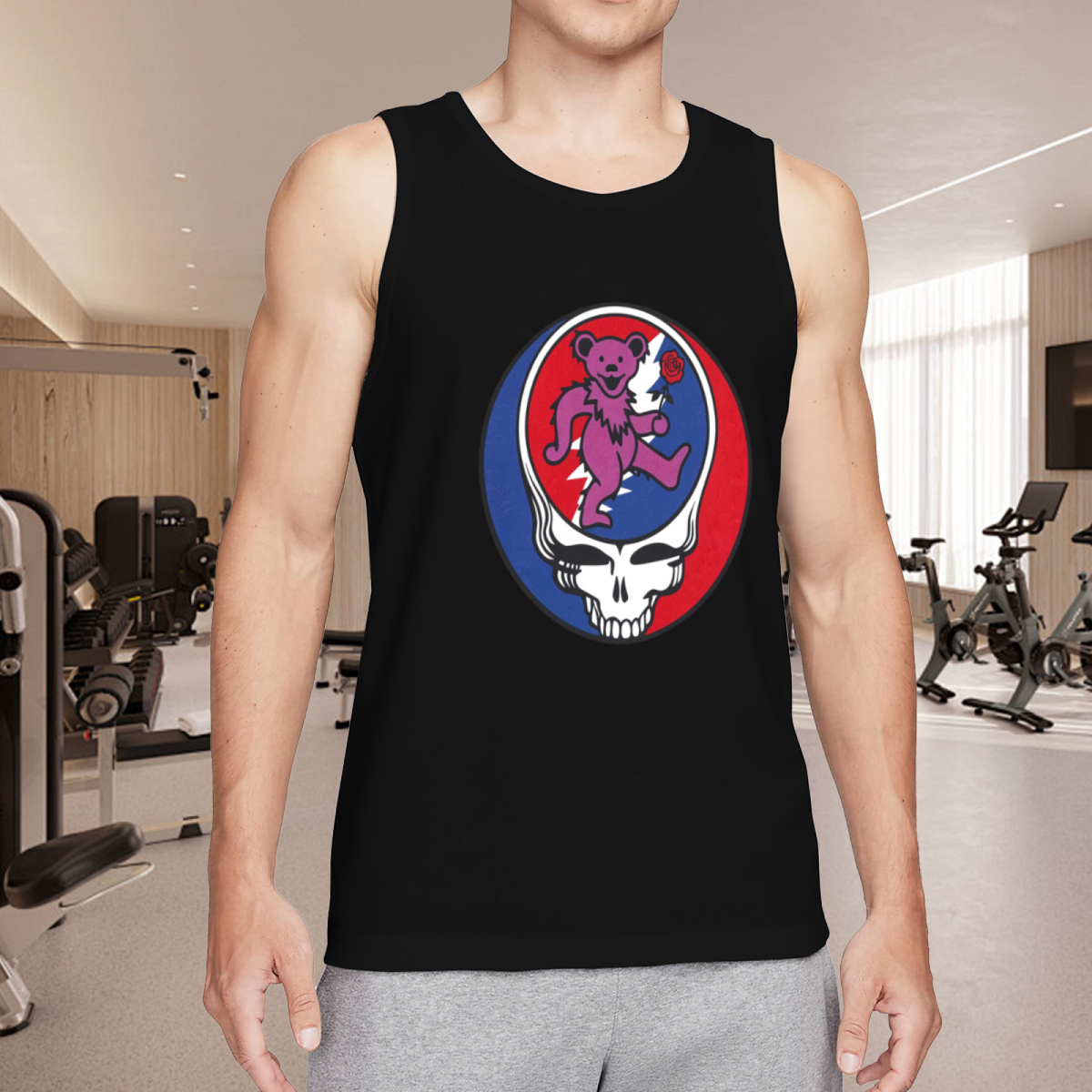 Grateful Dead Purple Bear with Rose Baseball graphic tank top product image
