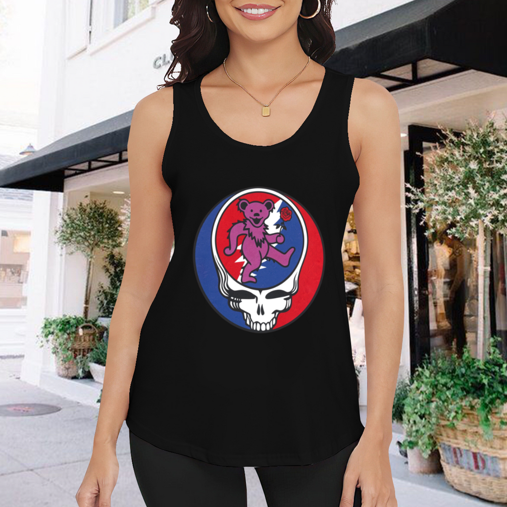 Grateful Dead Purple Bear with Rose Baseball graphic tank top product image