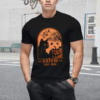 Salem 1692 Black Cat and Pumpkin Graphic T-Shirt