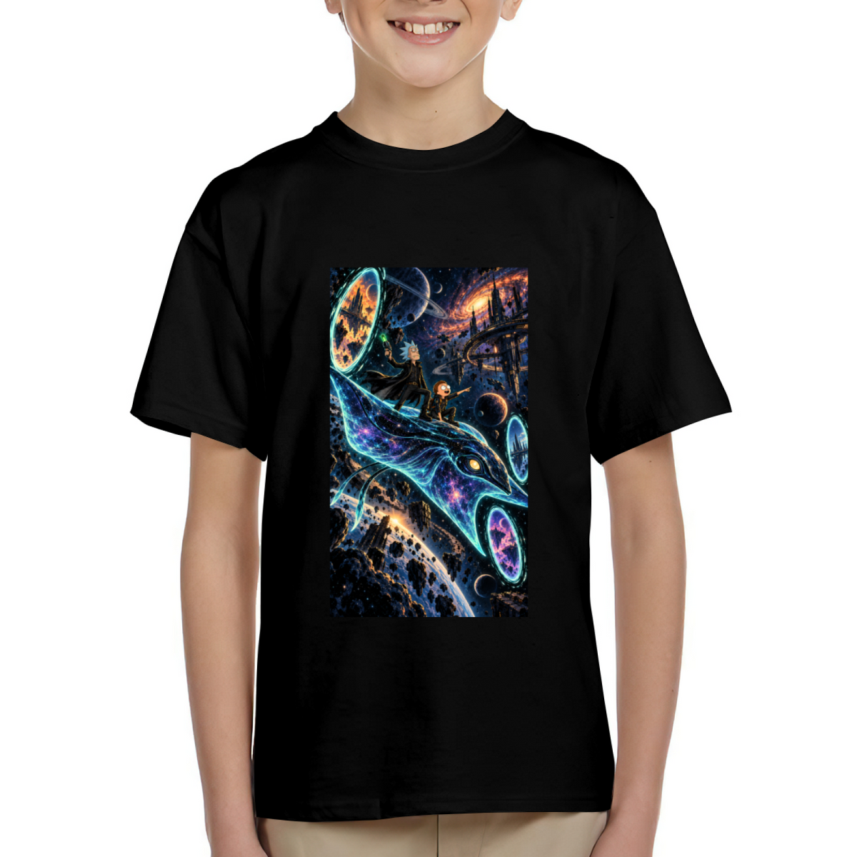 Starlit Whale Voyage Kid's T-Shirt for Summer Getaways