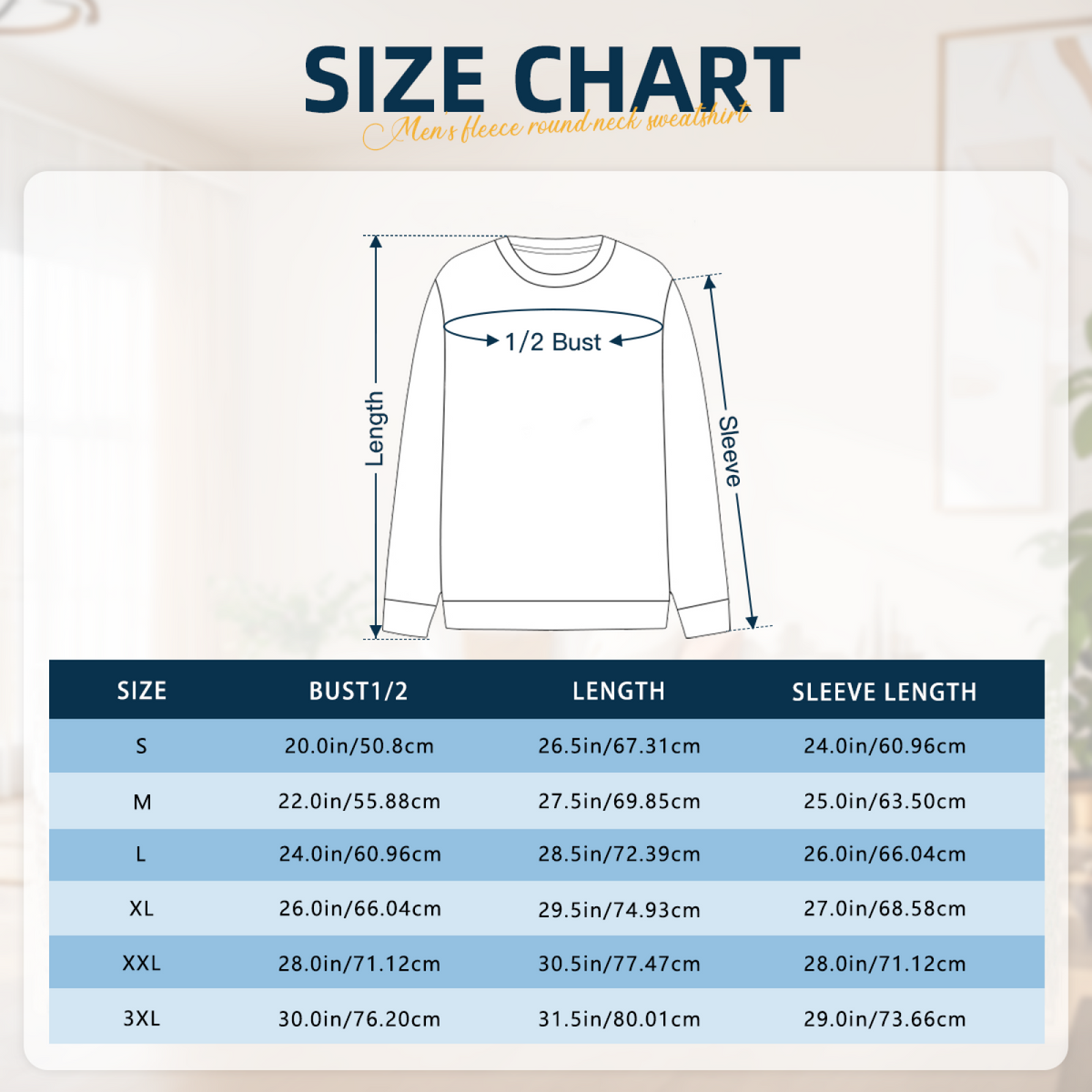 Garment-measurement chart for the women's Cat Warrior in Firelight crewneck sweatshirt, covering bust width, garment length and sleeve length