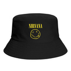Nirvana Smiley Face Logo Bucket Hat with classic Nirvana smiley face