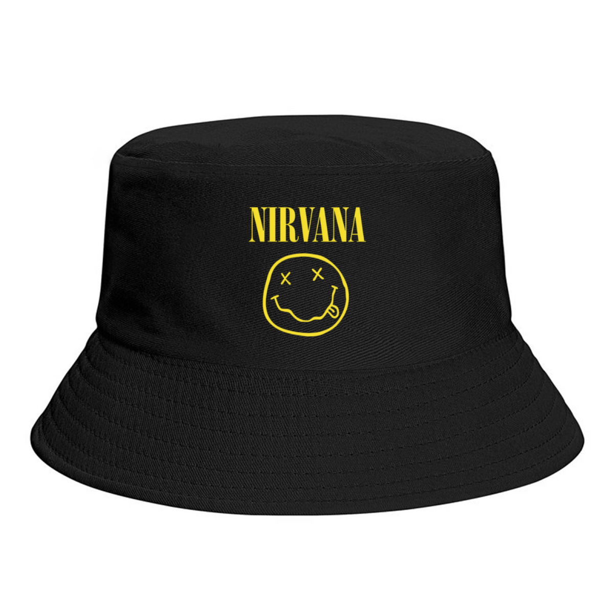 Nirvana Smiley Face Logo Bucket Hat with classic Nirvana smiley face