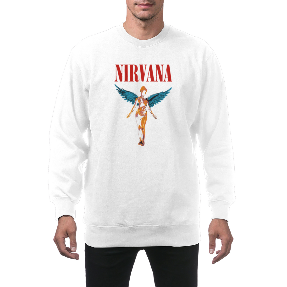 Nirvana In Utero Angel Graphic Crewneck Sweatshirt