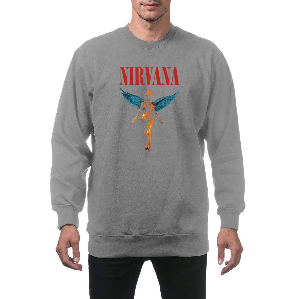Nirvana In Utero Angel Graphic Crewneck Sweatshirt