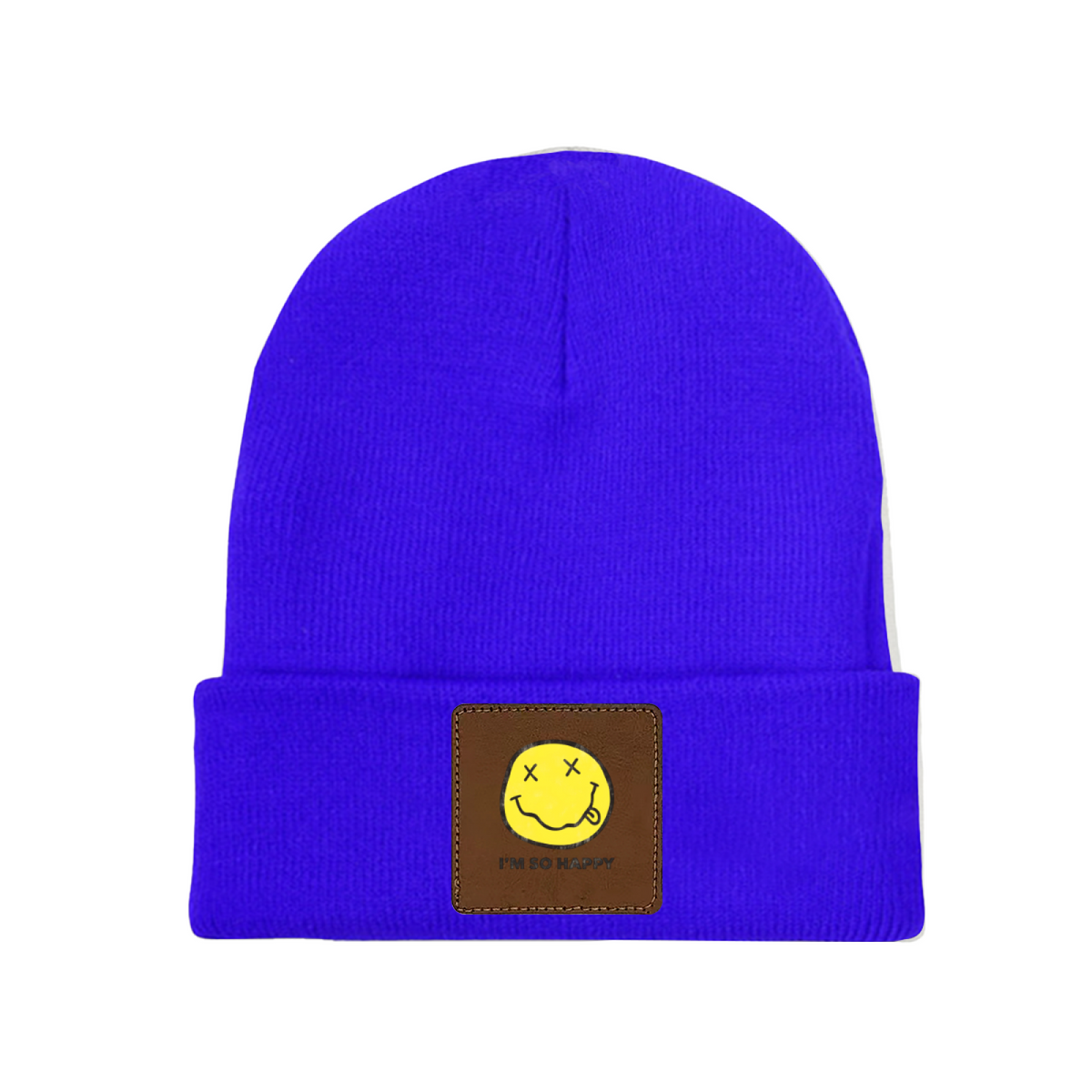 Nirvana I’m So Happy Graphic Square Patch Beanie