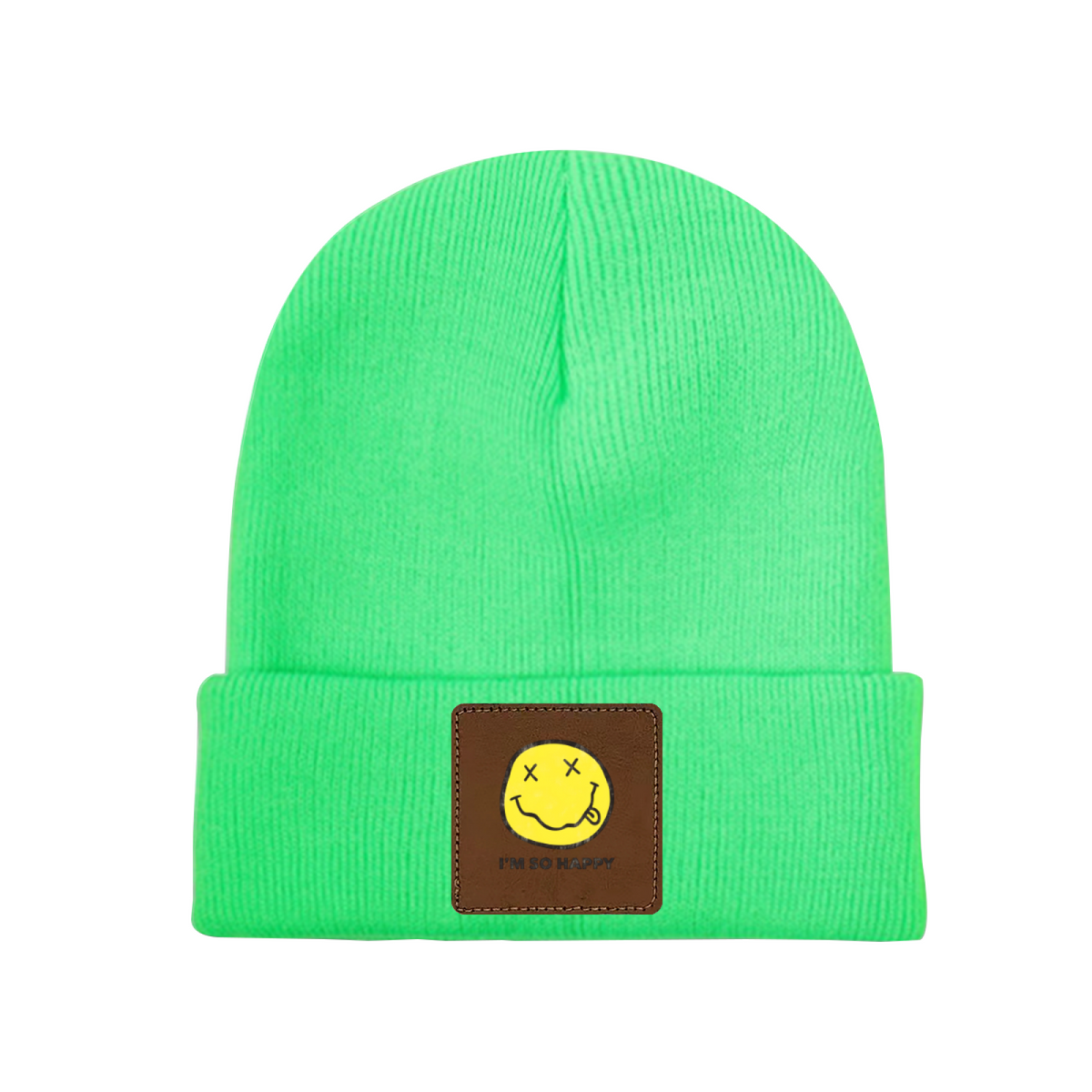 Nirvana I’m So Happy Graphic Square Patch Beanie