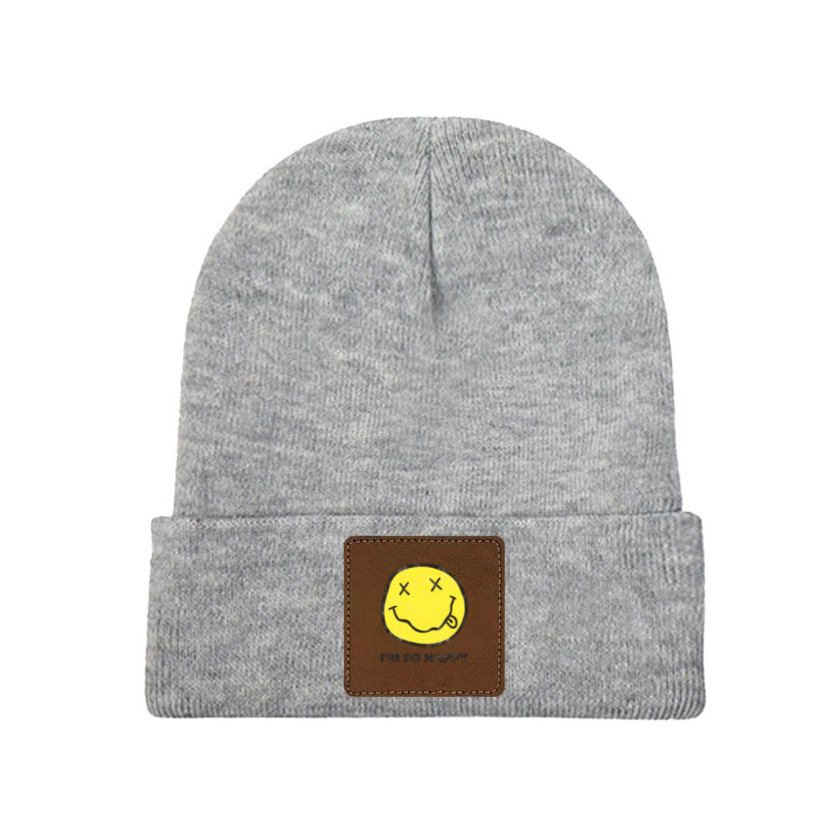 Nirvana I’m So Happy Graphic Square Patch Beanie