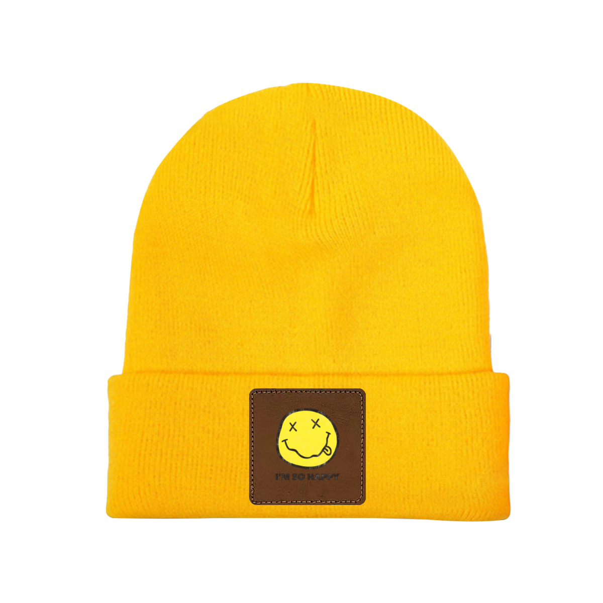 Nirvana I’m So Happy Graphic Square Patch Beanie