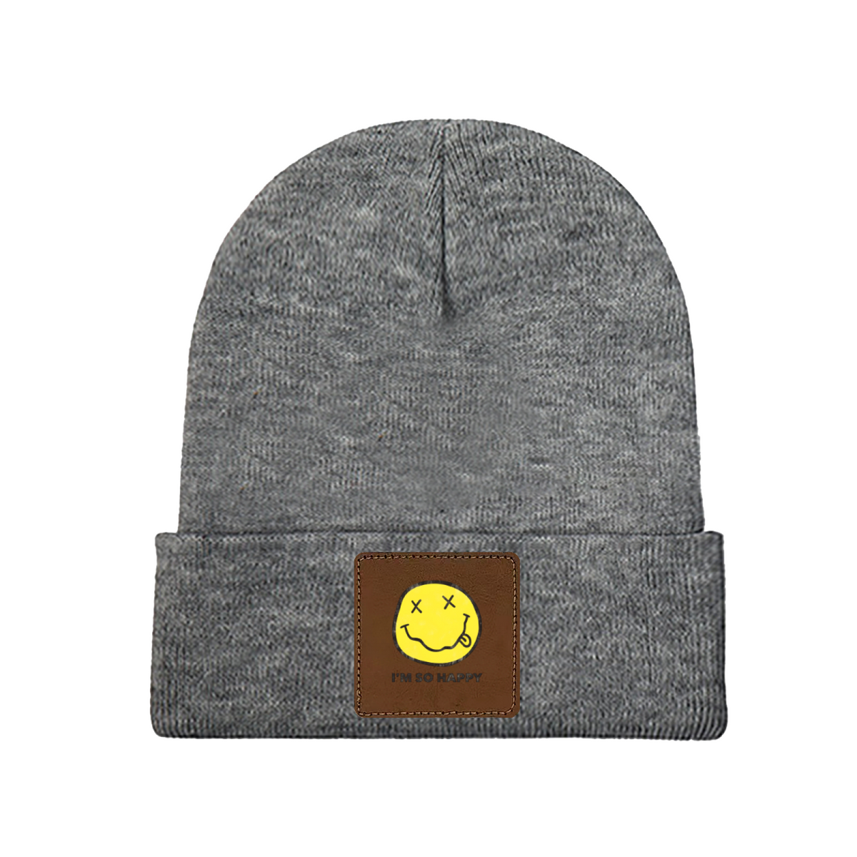 Nirvana I’m So Happy Graphic Square Patch Beanie
