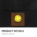 Nirvana I’m So Happy Graphic Square Patch Beanie product image showing square-patch knit beanie design