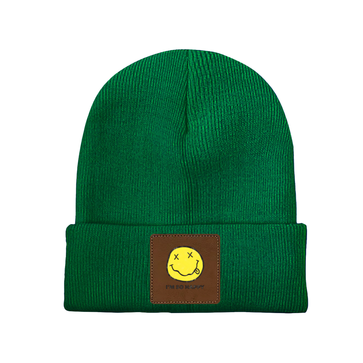 Nirvana I’m So Happy Graphic Square Patch Beanie