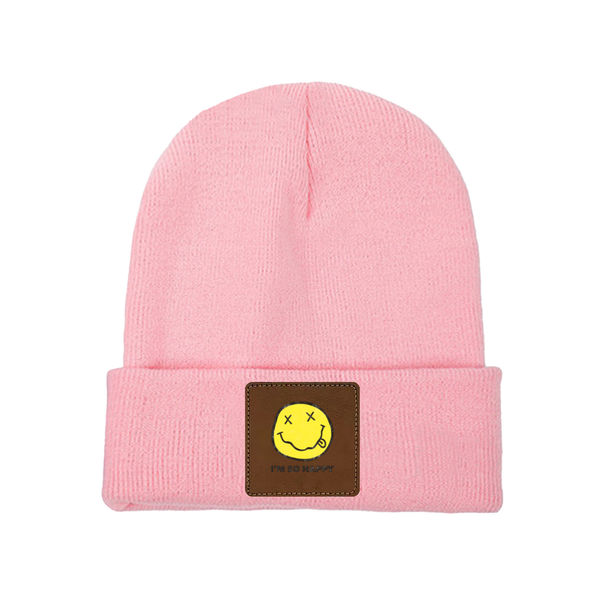 Nirvana I’m So Happy Graphic Square Patch Beanie