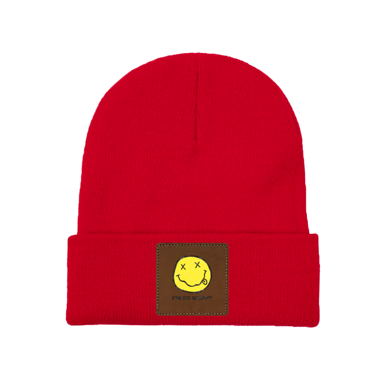 Nirvana I’m So Happy Graphic Square Patch Beanie