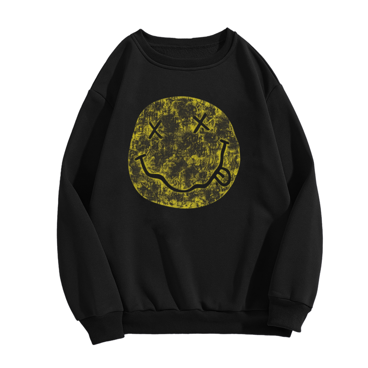 Artwork preview for Nirvana Distressed Smiley Crewneck Sweatshirt