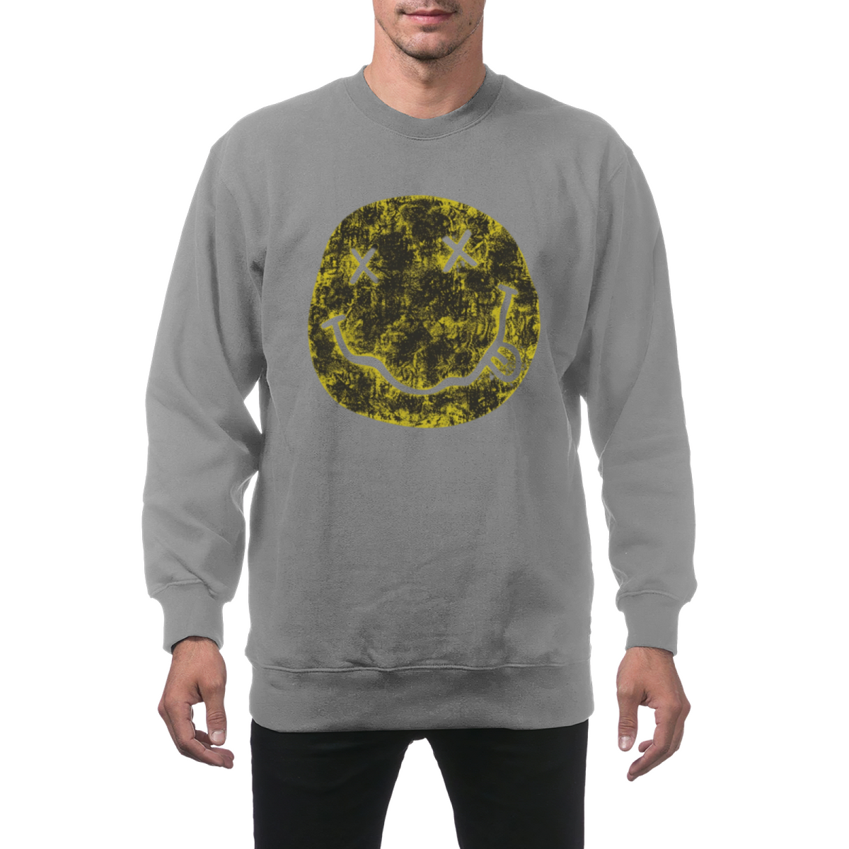 Nirvana Distressed Smiley Face Crewneck Sweatshirt