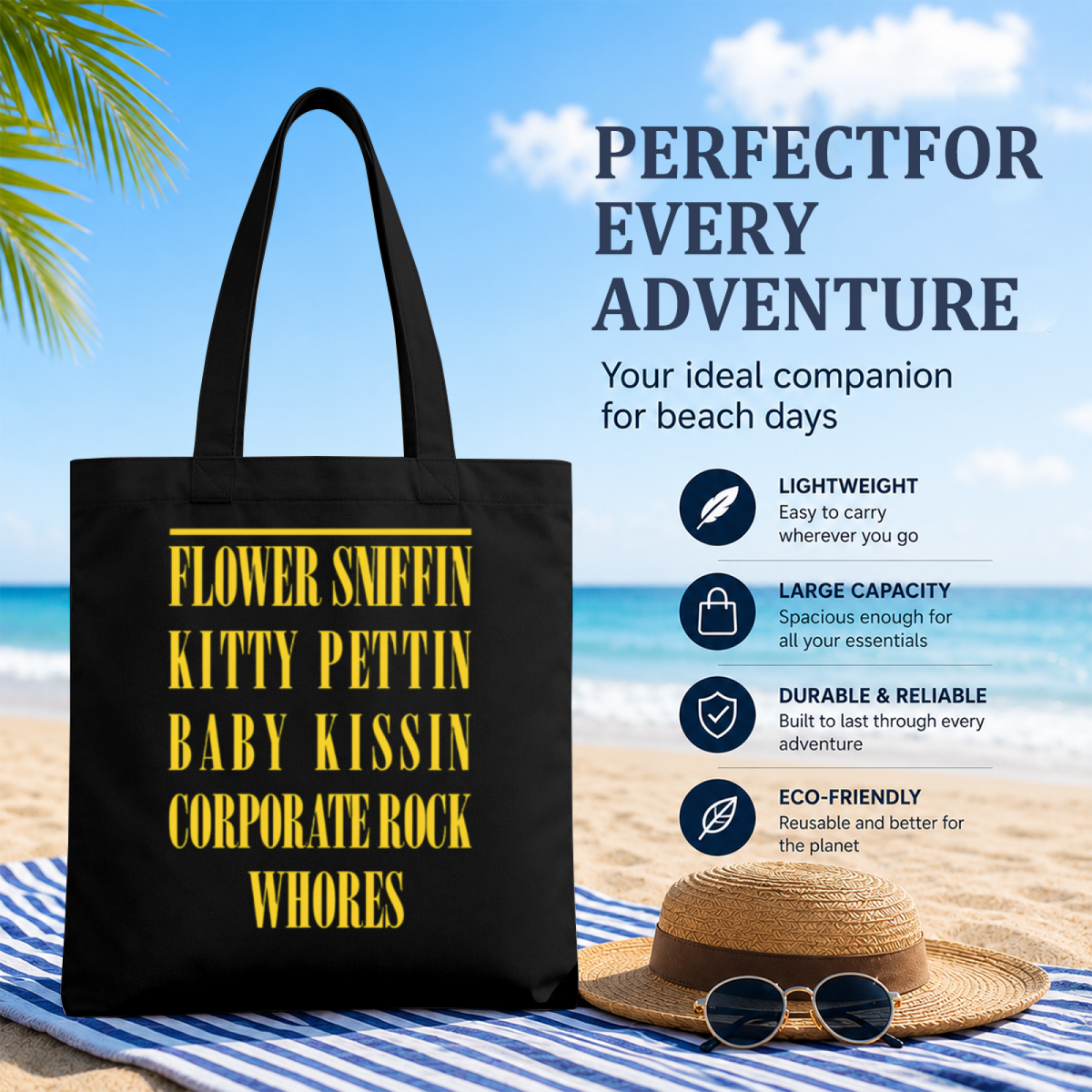 Nirvana Smiley Face Canvas Tote Bag — the Smiley Face motif associated with Nirvana